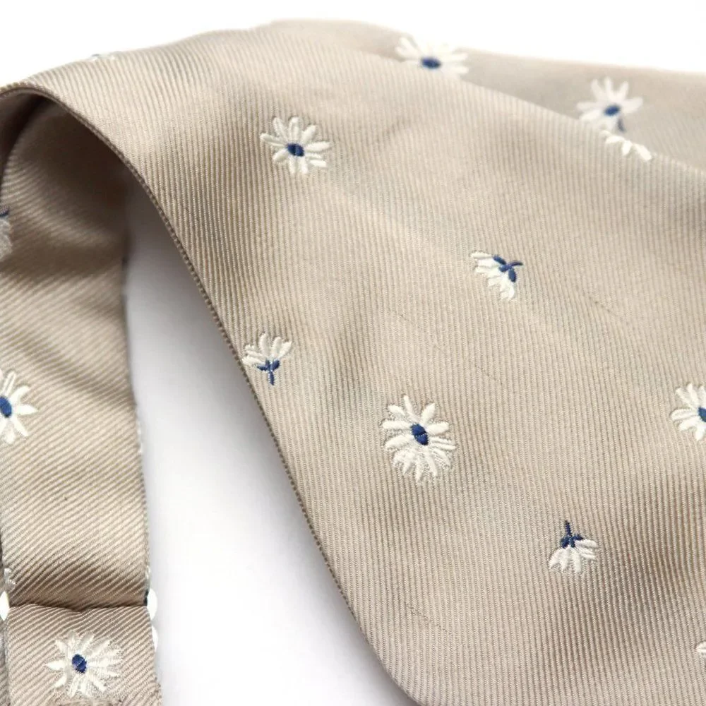Men's Self-tied Bow Tie‎ 100%Silk Big Butterfly Beige Blue Floral S675